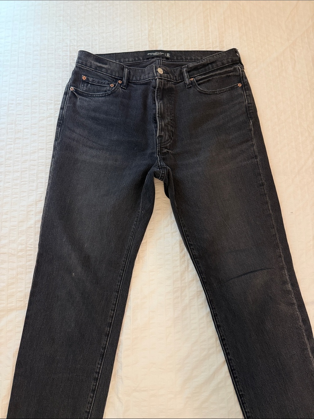 Abercrombie & Fitch Men's Dark Black Straight Jeans